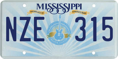 MS license plate NZE315