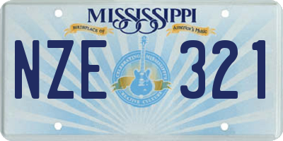 MS license plate NZE321