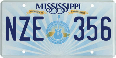 MS license plate NZE356