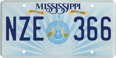 MS license plate NZE366