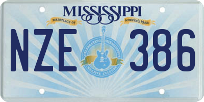 MS license plate NZE386
