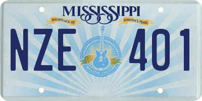 MS license plate NZE401