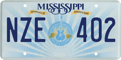 MS license plate NZE402
