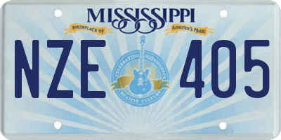 MS license plate NZE405