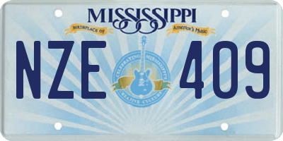 MS license plate NZE409
