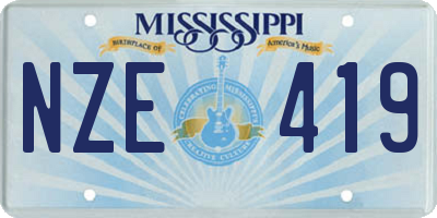 MS license plate NZE419