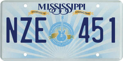 MS license plate NZE451