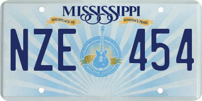 MS license plate NZE454