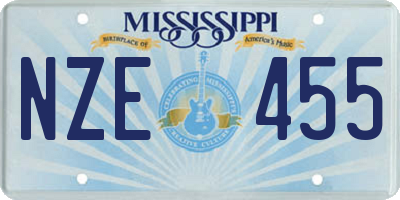 MS license plate NZE455