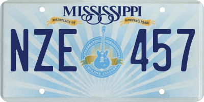MS license plate NZE457