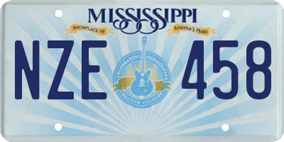 MS license plate NZE458