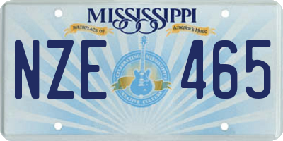 MS license plate NZE465