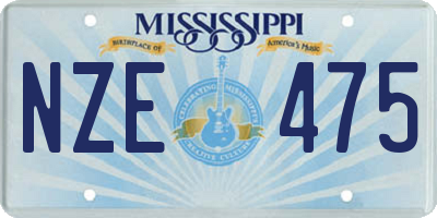 MS license plate NZE475