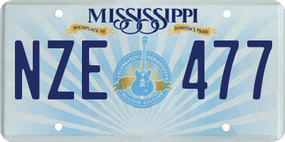 MS license plate NZE477