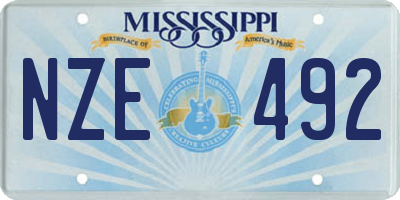 MS license plate NZE492
