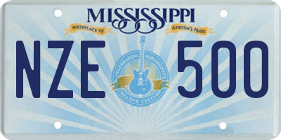 MS license plate NZE500