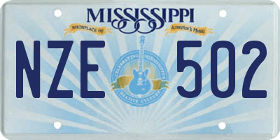 MS license plate NZE502