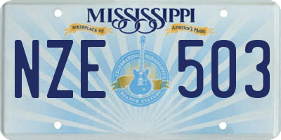 MS license plate NZE503