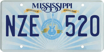 MS license plate NZE520