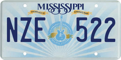 MS license plate NZE522