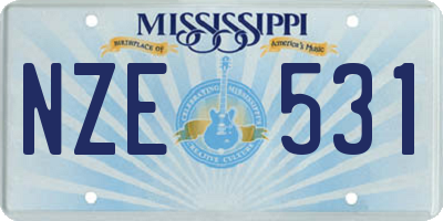 MS license plate NZE531