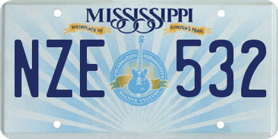 MS license plate NZE532