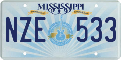MS license plate NZE533