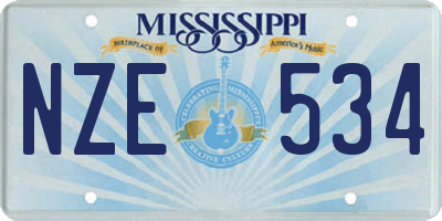 MS license plate NZE534