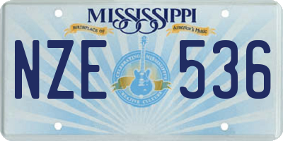 MS license plate NZE536
