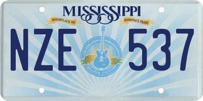 MS license plate NZE537