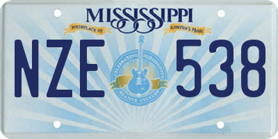 MS license plate NZE538