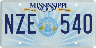 MS license plate NZE540