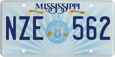 MS license plate NZE562