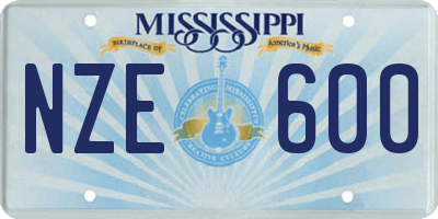 MS license plate NZE600