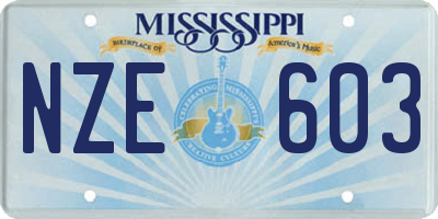 MS license plate NZE603