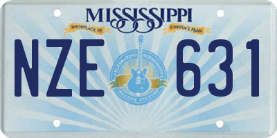 MS license plate NZE631