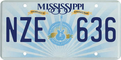 MS license plate NZE636