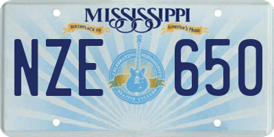 MS license plate NZE650