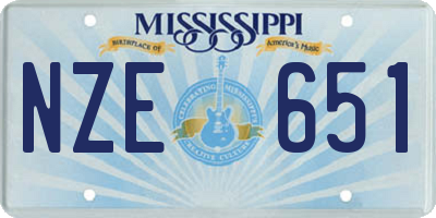 MS license plate NZE651