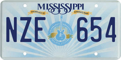 MS license plate NZE654