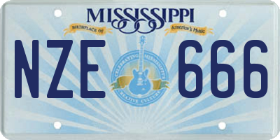 MS license plate NZE666