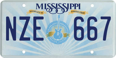 MS license plate NZE667