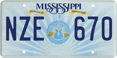 MS license plate NZE670