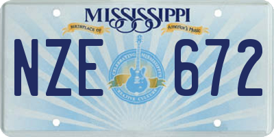 MS license plate NZE672