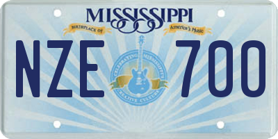 MS license plate NZE700