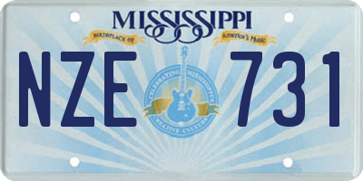 MS license plate NZE731