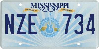 MS license plate NZE734