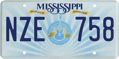 MS license plate NZE758