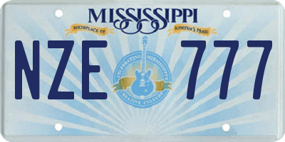 MS license plate NZE777