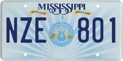 MS license plate NZE801